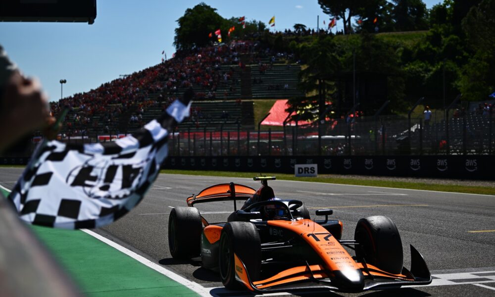 Alex Dunne wins the Formula 2 Feature Race in Imola.